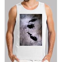 man without sleeves white fish