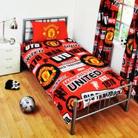 Manchester United Official Patch Single Duvet Set - Multi-colour