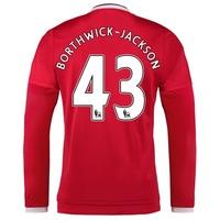 Manchester United Home Shirt 2015/16 - Long Sleeve Red with Borthwick-Jackson 43 printing