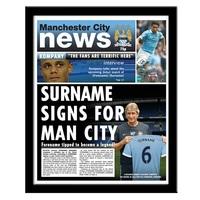 Manchester City Personalised Newspaper - Framed
