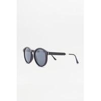 matte black metal inlay round sunglasses black