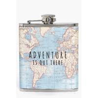 map hip flask blue