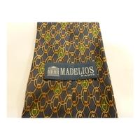 Madelios Silk Tie Navy With Chanin Link Design