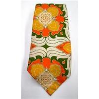 maria yellow orange green floral print cotton tie