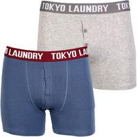 manson 2 pack boxer shorts set in dark denim light grey marl tokyo lau ...