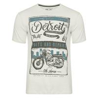 Marty Detroit Motorbike Print T-Shirt in Ivory  South Shore
