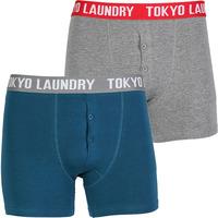 manson 2 pack boxer shorts set in mid grey marl petrol blue tokyo laun ...