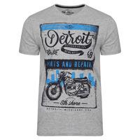 Marty Detroit Motorbike Print T-Shirt in Light Grey Marl  South Shore