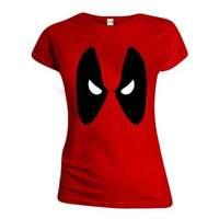 Marvel Comics Women\'s Deadpool Angry Eyes T-shirt Medium Red