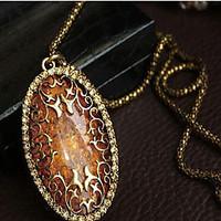 May Polly Korean fashion new retro Diamond Necklace ~ amber hollow