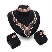 May Polly New exaggerated leaves party necklace earrings bracelet bracelet set