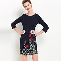 marcobor womens going out sophisticated sheath dress embroidered round ...