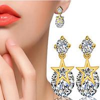 May Polly Simple fashion all-match inlaid CZ Star Earrings