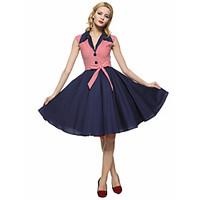 Maggie Tang Women\'s 50s VTG Retro Nautical Sailor Rockabilly Hepburn Pinup Cos Party Swing Dress 573