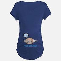 Maternity Casual/Daily Cute Summer T-shirtSolid Round Neck Short Sleeve Blue / Black / Orange Cotton / Spandex Thin