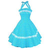 maggie tang womens lace up halter 50s vintage polka dots housewife roc ...