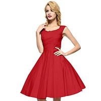 Maggie Tang Women\'s Black/Red/Blue 50s Vintage Swing Midi Dress, Plus Size