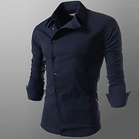 Maimi Men\'s Long Sleeve Shirt , Cotton Blend Casual/Work/Formal Pure