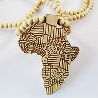 Map of Africa Pattern Wooden Necklace Christmas Gifts