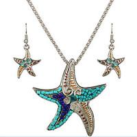 May Polly European and American fashion personality marine Starfish Pendant Necklace Earrings Set