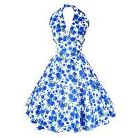 maggie tang womens halter floral 50s vintage rockabilly marilyn pinup  ...