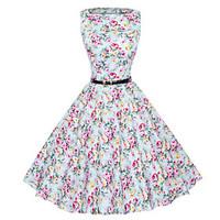 maggie tang womens 50s vintage floral rockabilly hepburn pinup cos par ...