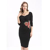 Maxlindy Women\'s Embroidery Going out Casual/Daily Work Vintage Bodycon Dress