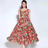 mary yanyu womens ruffle casualdaily vintage swing dressfloral round n ...