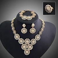 May Polly Sales in Europe and America multi flower shaped Necklace Bracelet Ring Earrings Set