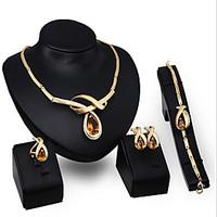 May Polly European fashion zircon crystal Pendant Necklace Bracelet Earring Ring Set