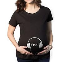 maternity casualdaily simple t shirt print round neck short sleeve bla ...