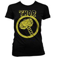 Marvel Womens T Shirt - Thor Distressed Mjolnir Hammer