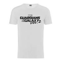 Marvel Men\'s Guardians of the Galaxy Vol. 2 Black Logo T-Shirt - White - XL
