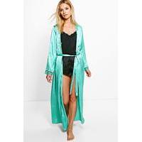 Maxi Lace Sleeve Kimono Robe - samphire green