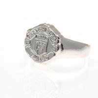 manchester united fc silver plated crest ring small