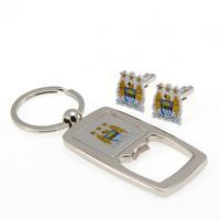 manchester city fc cufflinks ampampamp keyring bottle opener set