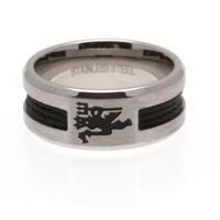 manchester united fc black inlay ring large