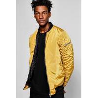 MA1 Bomber Jacket With Ruched Back - mustard