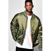 ma1 bomber with ruched sleeves khaki