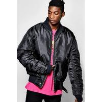 ma1 bomber with ruched sleeves black