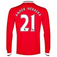 Manchester United Home Shirt 2014/15 - Long Sleeve - Kids with Herrera, Red