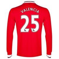Manchester United Home Shirt 2014/15 - Long Sleeve - Kids with Valenci, Red