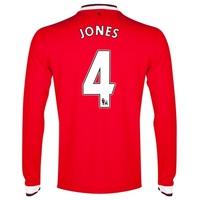 Manchester United Home Shirt 2014/15 - Long Sleeve - Kids with Jones 3, Red