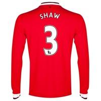 Manchester United Home Shirt 2014/15 - Long Sleeve - Kids with Shaw 3, Red