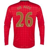 Manchester United Home Shirt 2012/13 - Long Sleeved - Kids with Sir A, Red