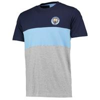 Manchester City Classic Block T-Shirt - Grey/Navy/Sky, Blue