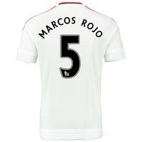 Manchester United Away Baby Kit 2015/16 White with Marcos Rojo 5 print, White