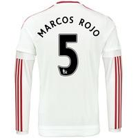 Manchester United Away Shirt 2015/16 - Long Sleeve White with Marcos R, White