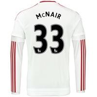 Manchester United Away Shirt 2015/16 - Long Sleeve White with McNair 3, White