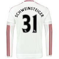 manchester united away shirt 201516 long sleeve white with schweins wh ...